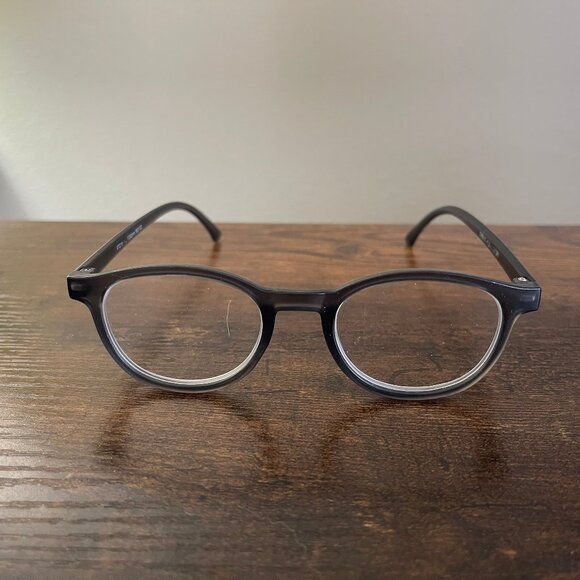 Women Gray Round Eyeglass Frames Only Readers Style Plastic Lightweight Frames - Picture 1 of 8